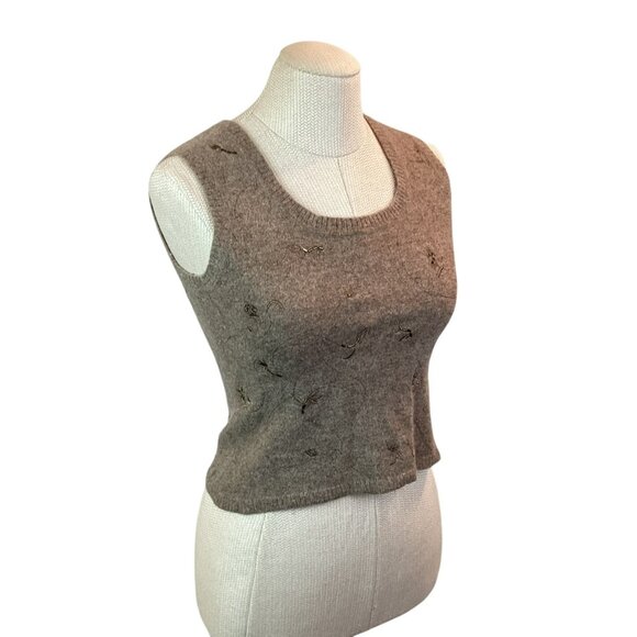 Classiques Entier Sweater Set Lambswool Knit Tank Top & Cardigan Womens XS Tan - Picture 10 of 16